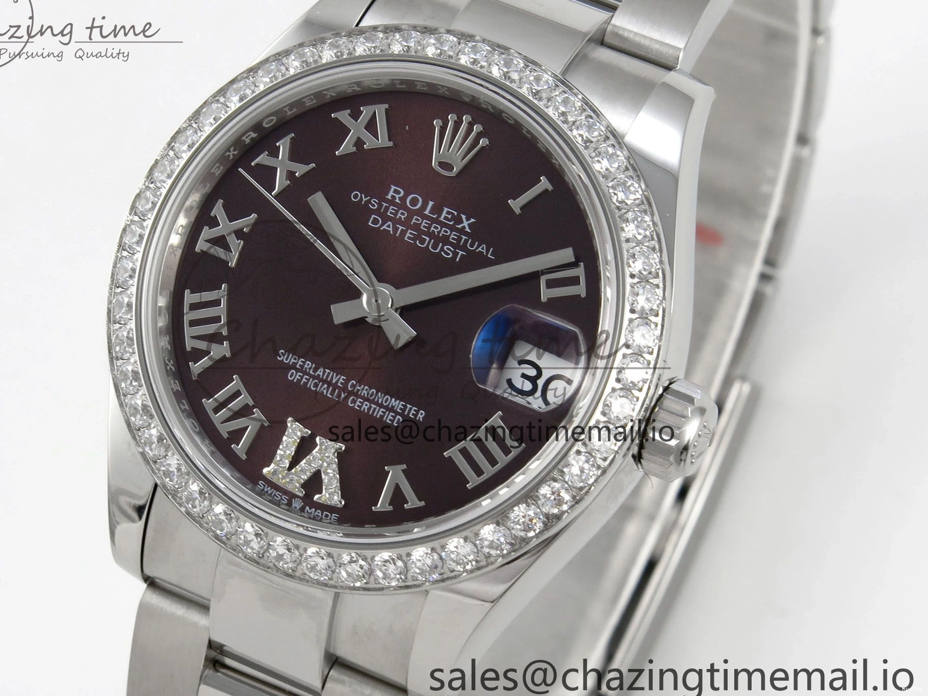 MiroTime 0118 SmoothTexture DateJust 31 278274 THBF 1:1 Best Edition 904L Steel Brown Roman Dial Diamonds Bezel on SS Oyster Bracelet HZ Cal. 26